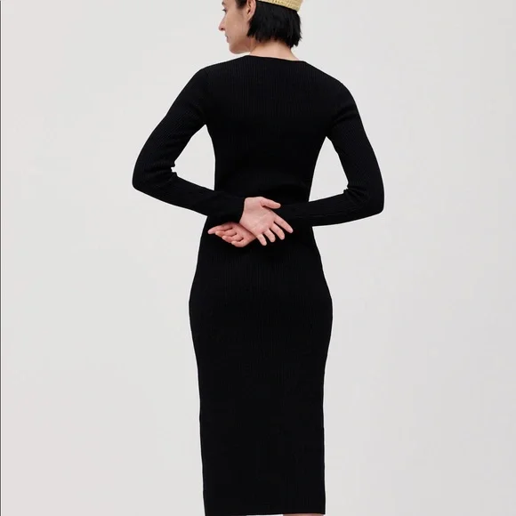 knit and denim midi dress Blue Denim Puff Sleeve Sienna Midi Dress main image 1
